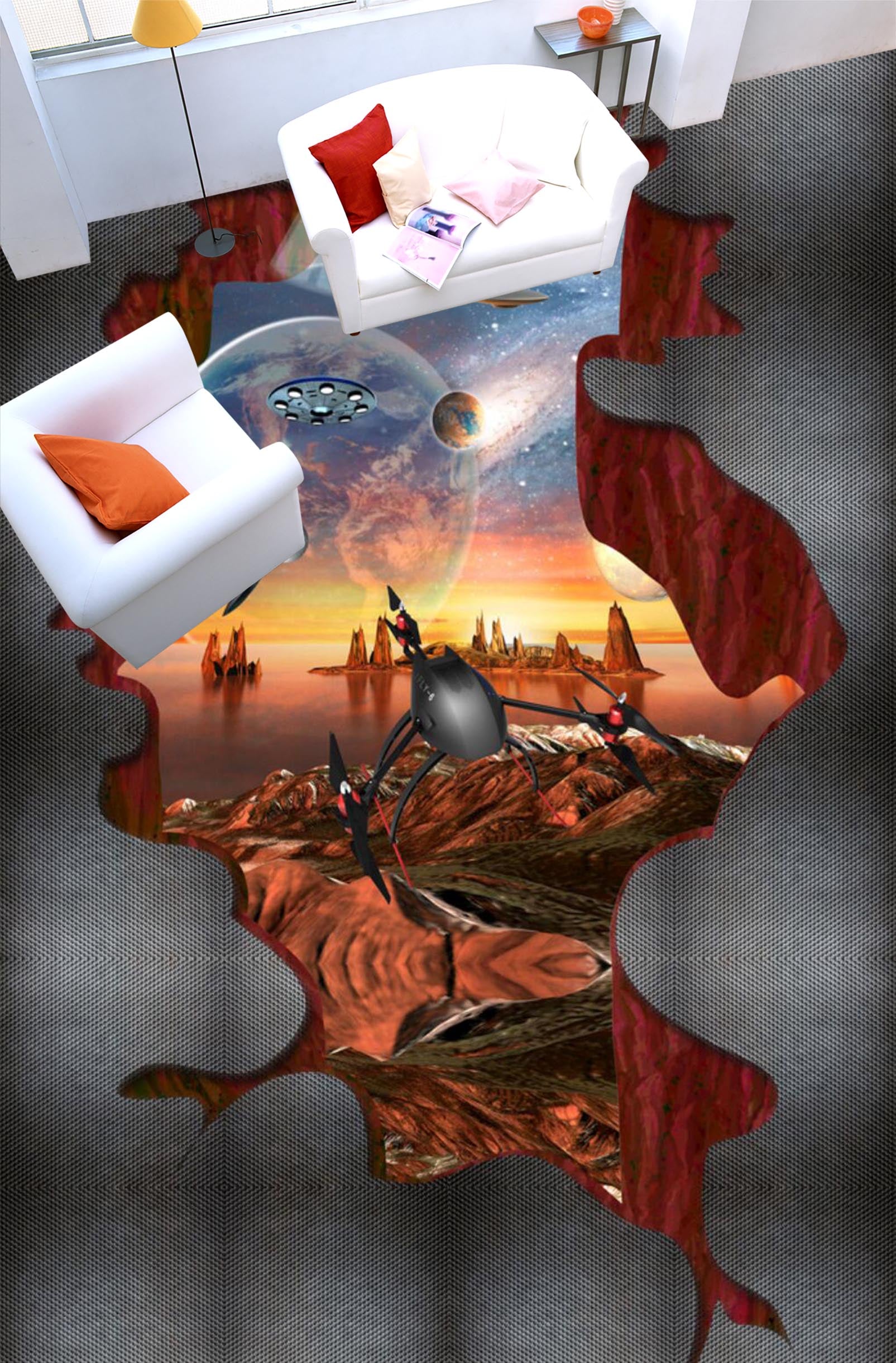 3D Loess Bio 155 Floor Mural Self-Adhesive Sticker Bathroom Non-slip Waterproof Flooring Murals