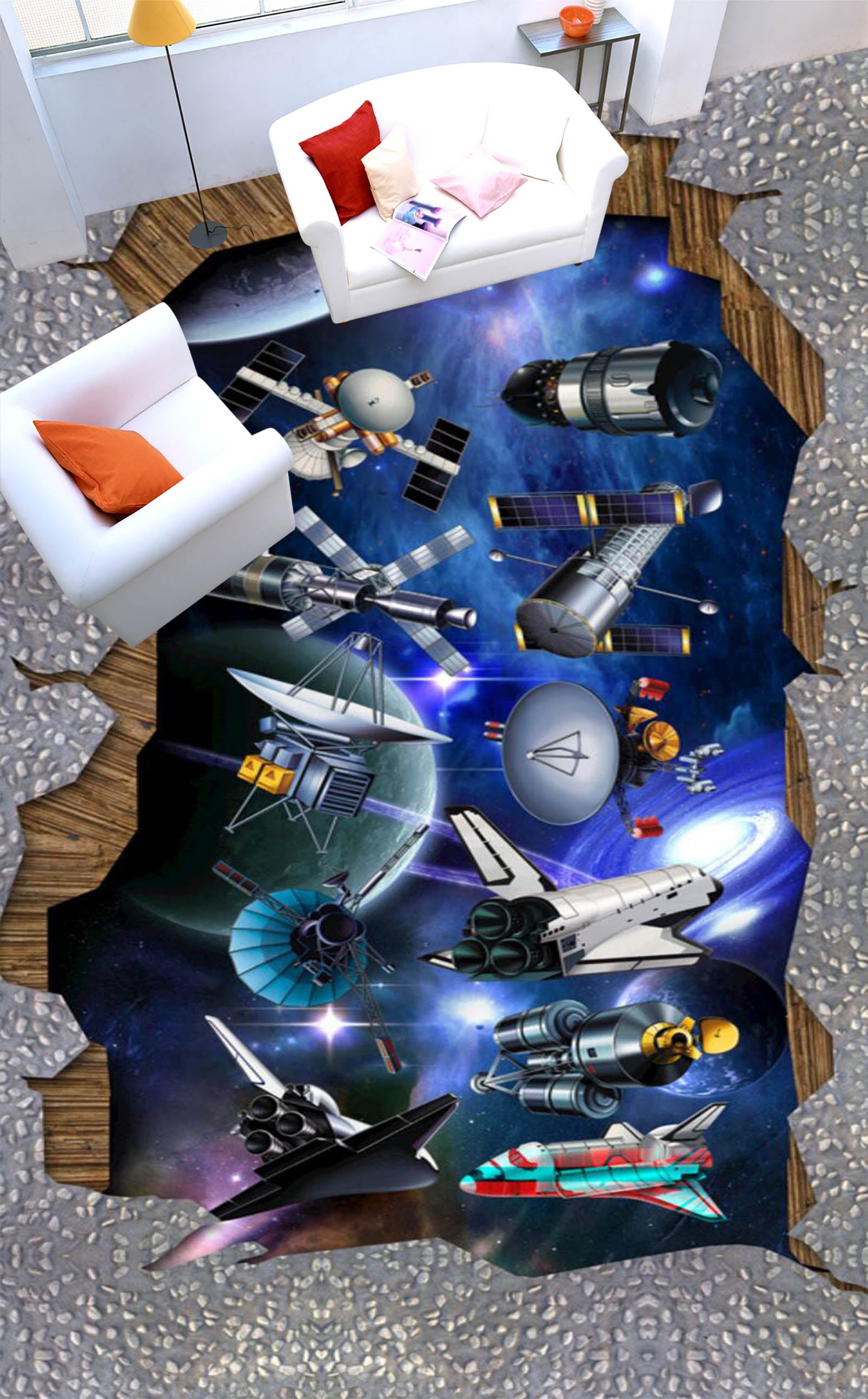 3D Scientific Products 148 Floor Mural Self-Adhesive Sticker Bathroom Non-slip Waterproof Flooring Murals