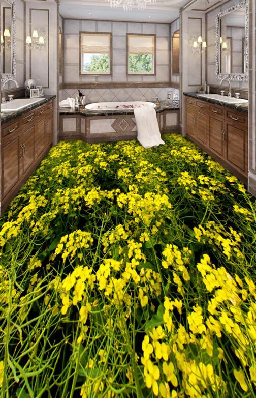 3D Rape Flowers Floor Mural Wallpaper AJ Wallpaper 2