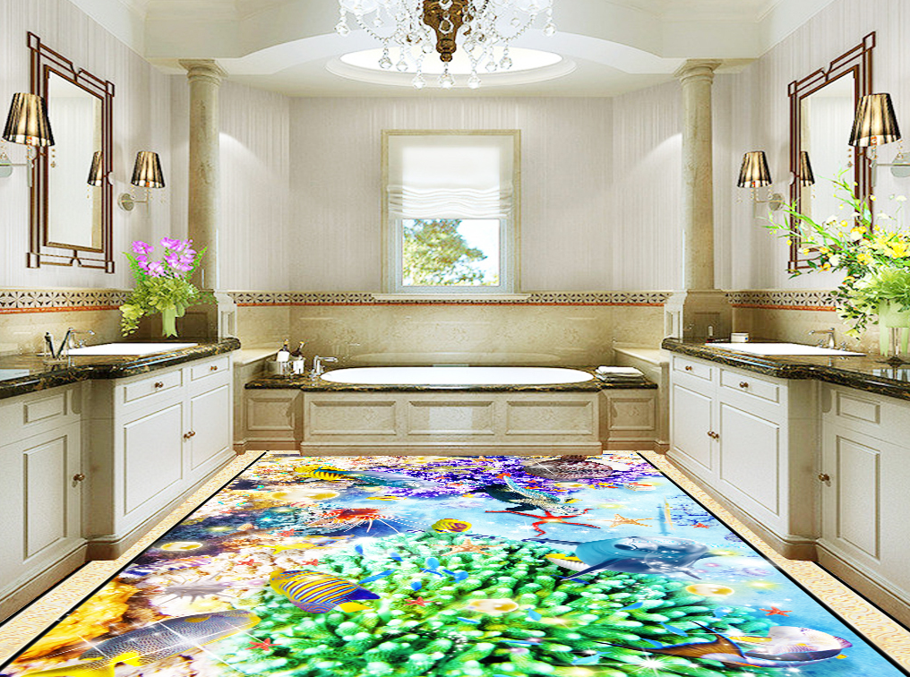 3D Beautiful Sea Water 617 Floor Mural Wallpaper Murals Rug & Mat Print Epoxy waterproof bath floor