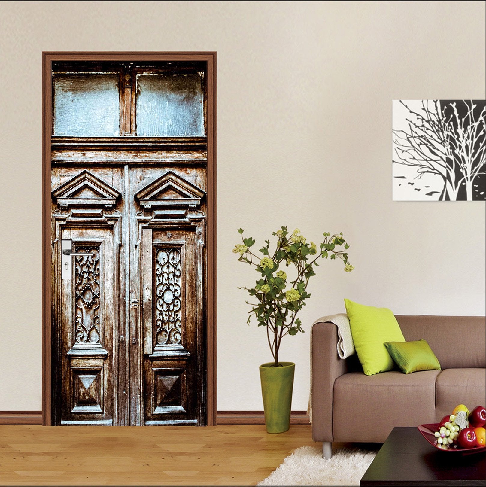 3D Wood Carvings 11 Door Mural Wallpaper AJ Wallpaper