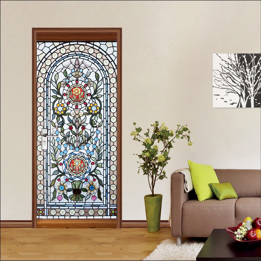 3D classic flower door mural Wallpaper AJ Wallpaper