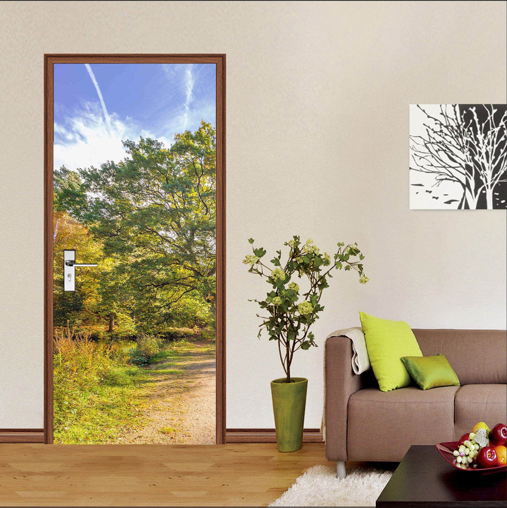 3D Road Grass Grove 101189 Assaf Frank Door Mural