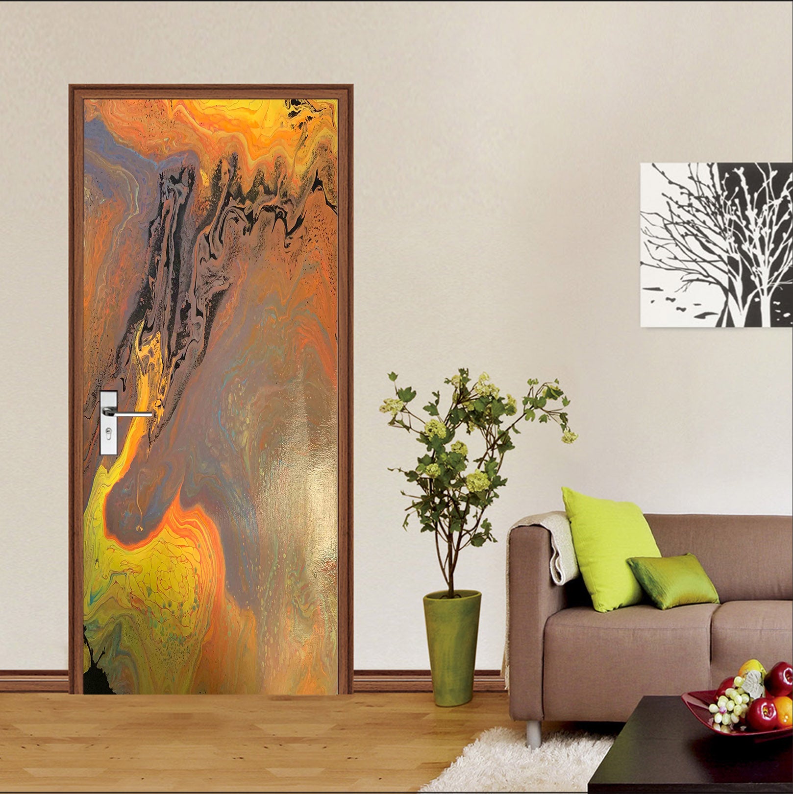 3D Golden Brown Paint Texture 9208 Valerie Latrice Door Mural