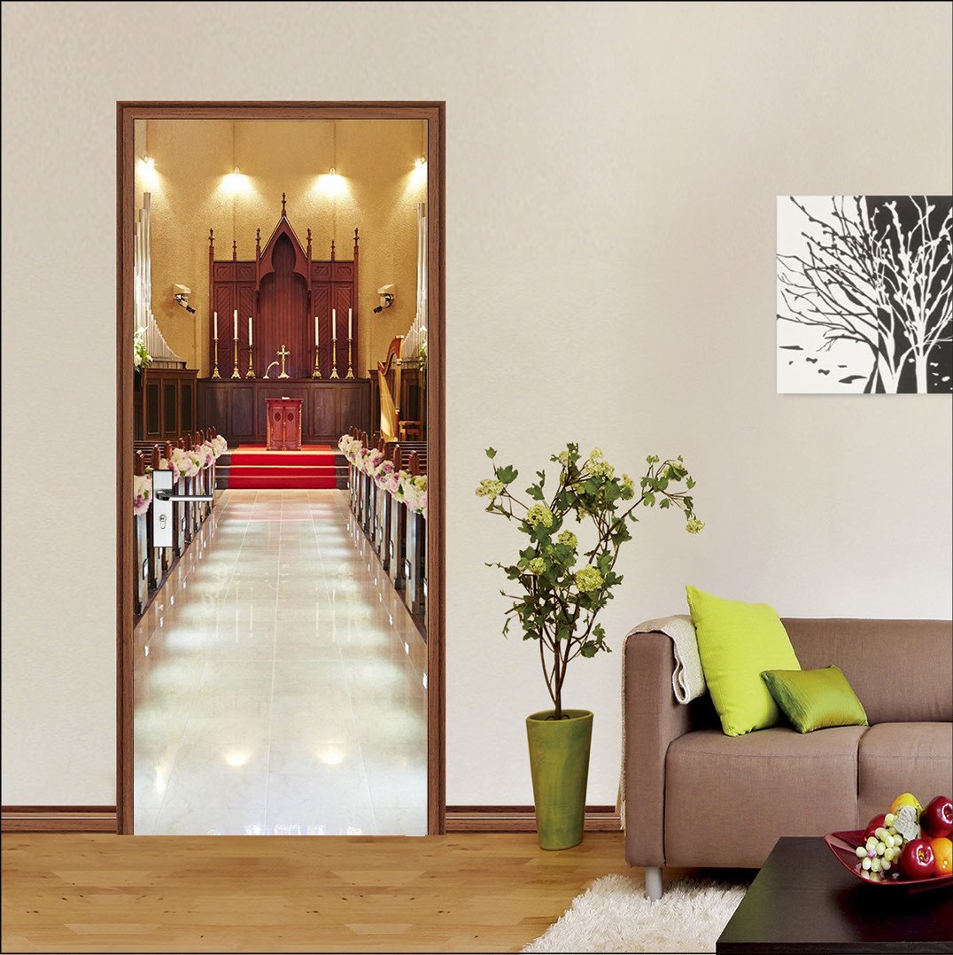 3D modern church style door mural Wallpaper AJ Wallpaper