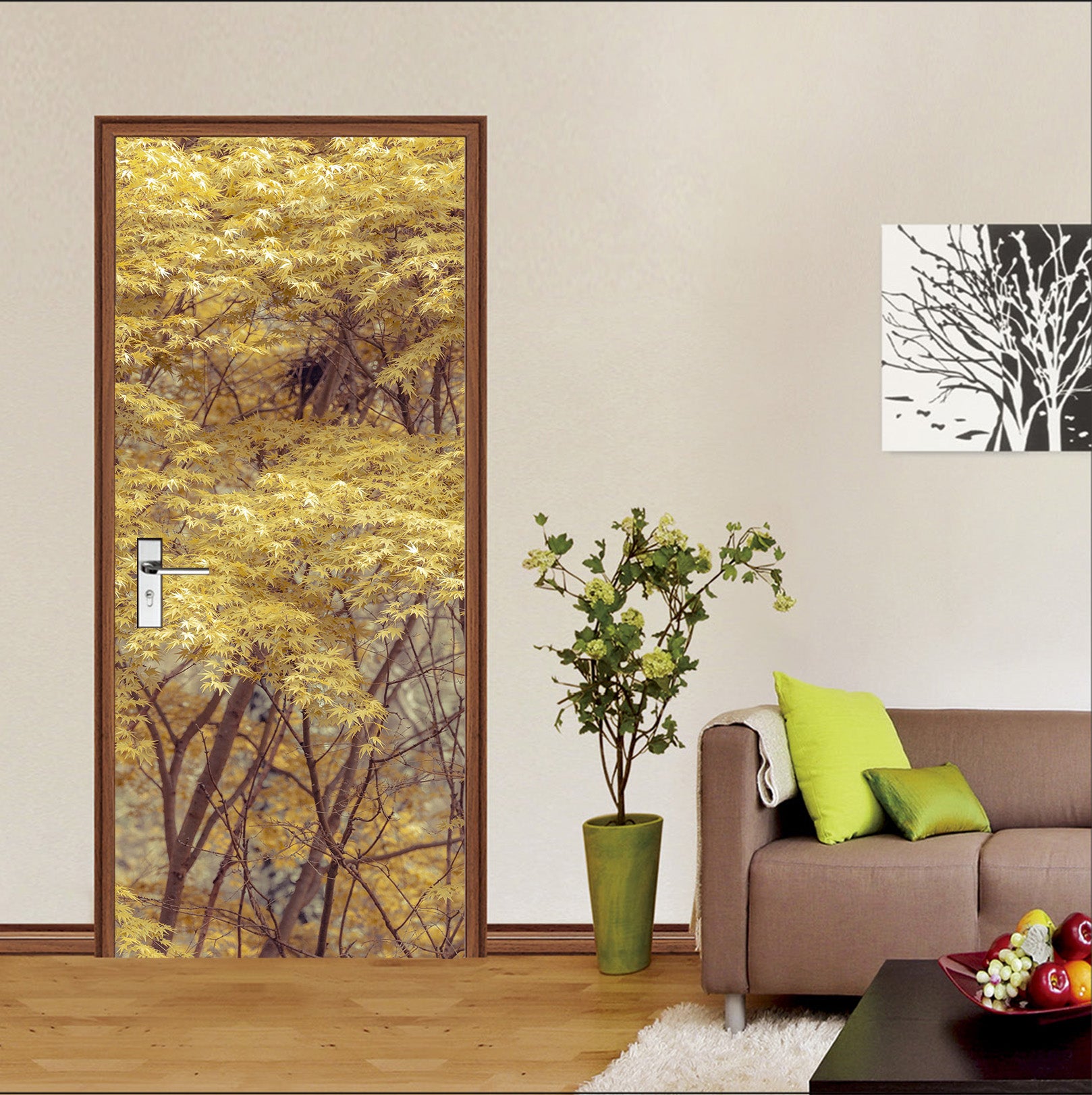 3D Yellow Wood 5165 Assaf Frank Door Mural