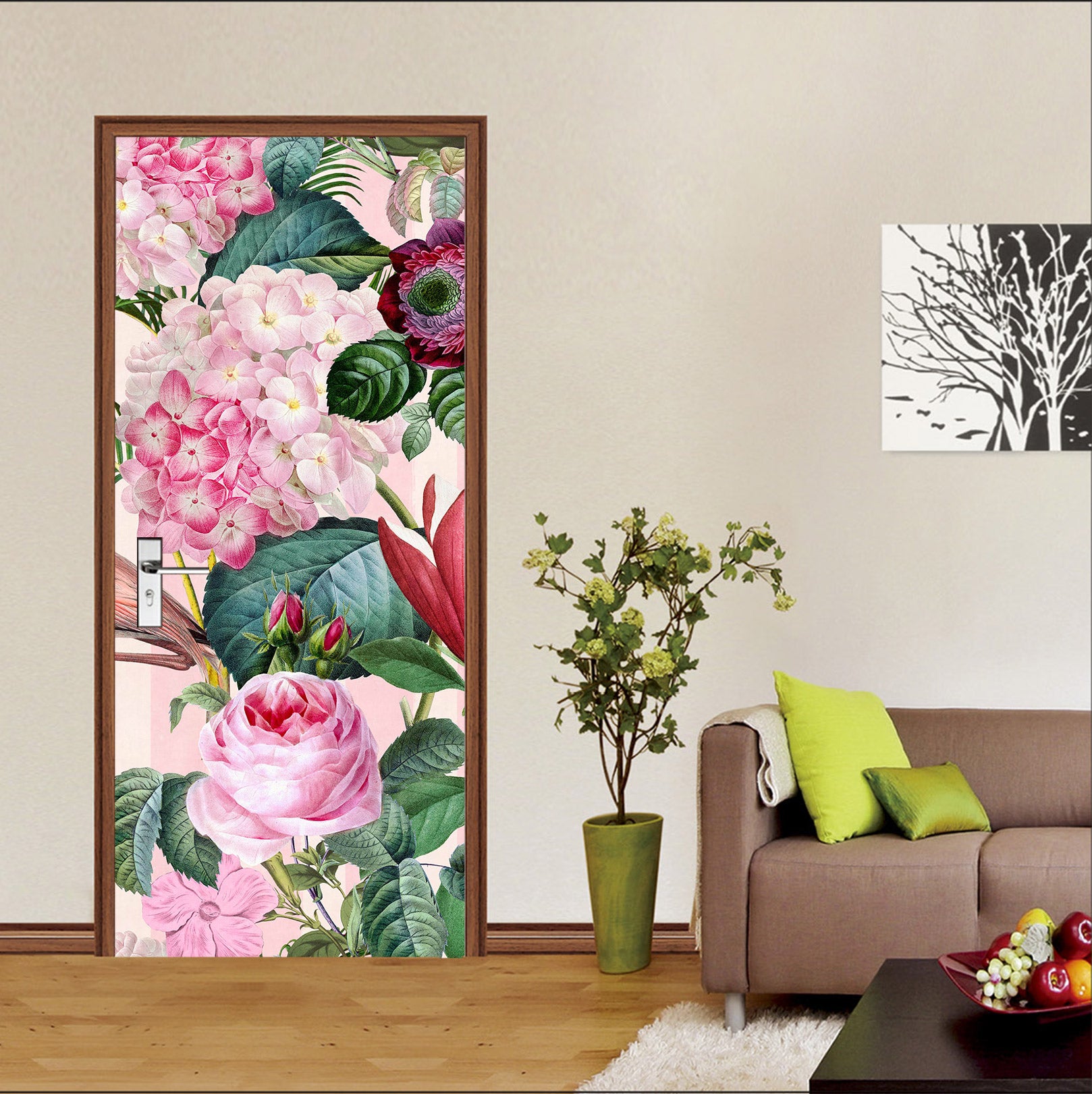 3D Pink Flower Clump 118128 Andrea Haase Door Mural