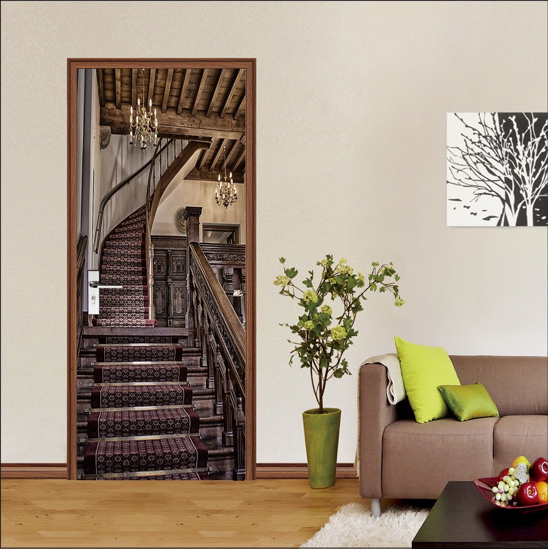 3D pendant lamp lamplight stairway door mural Wallpaper AJ Wallpaper