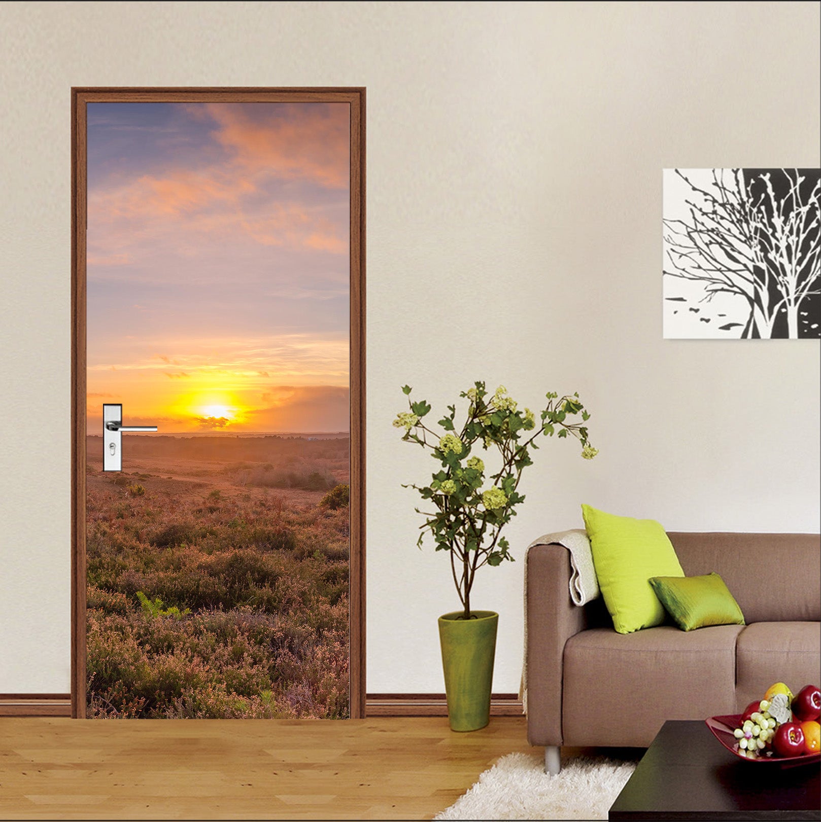 3D Dusk Grassland 5122 Assaf Frank Door Mural