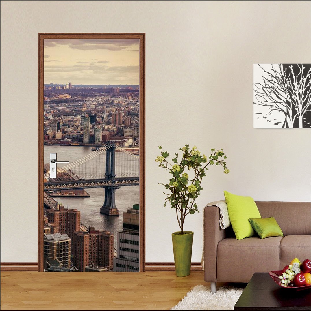 3D sea bridge tower door mural Wallpaper AJ Wallpaper