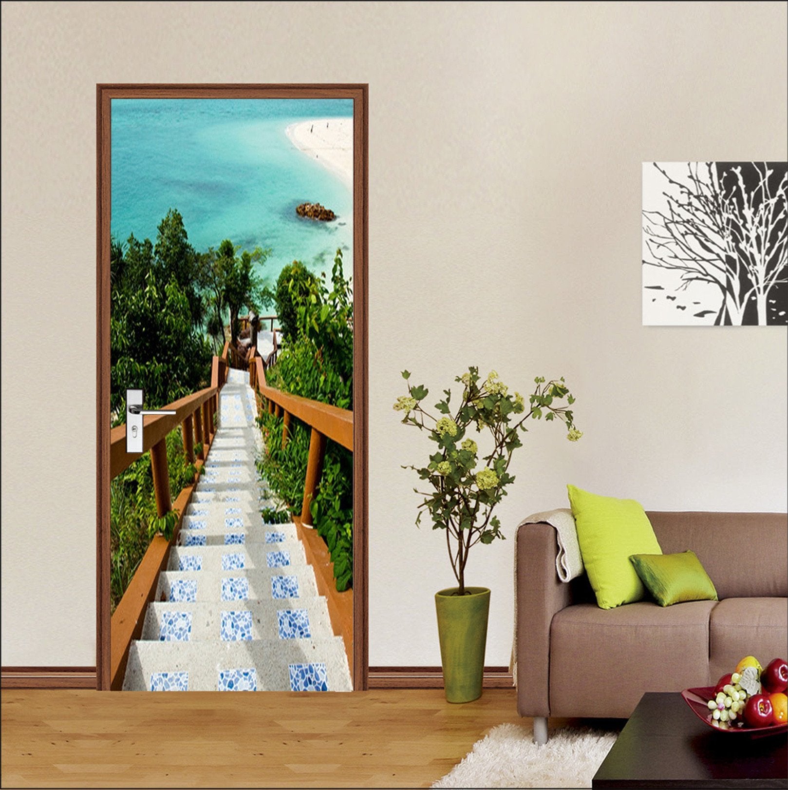3D Beach Stairs 83 Door Mural Wallpaper AJ Wallpaper