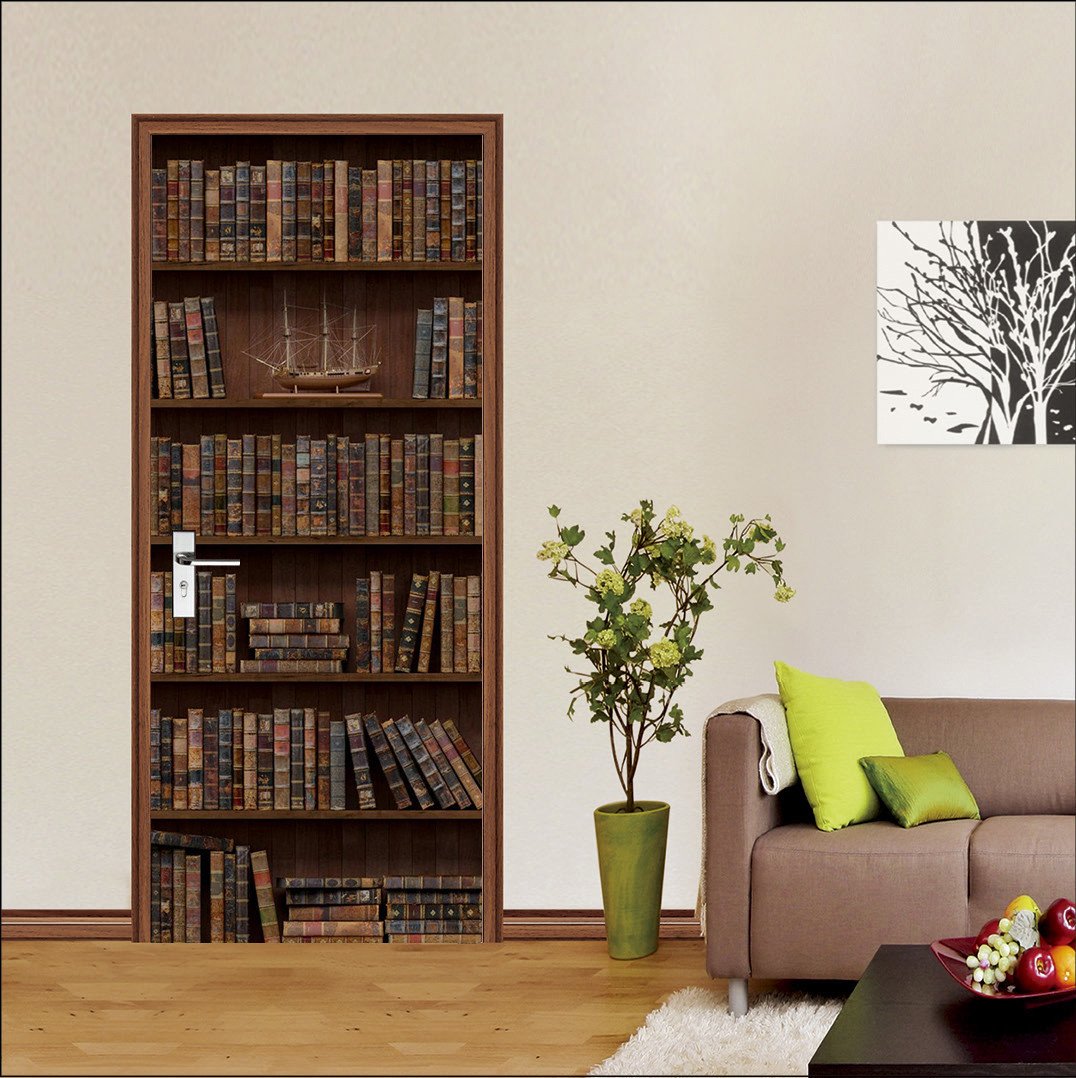 3d Bookcase storage consolidation door mural Wallpaper AJ Wallpaper