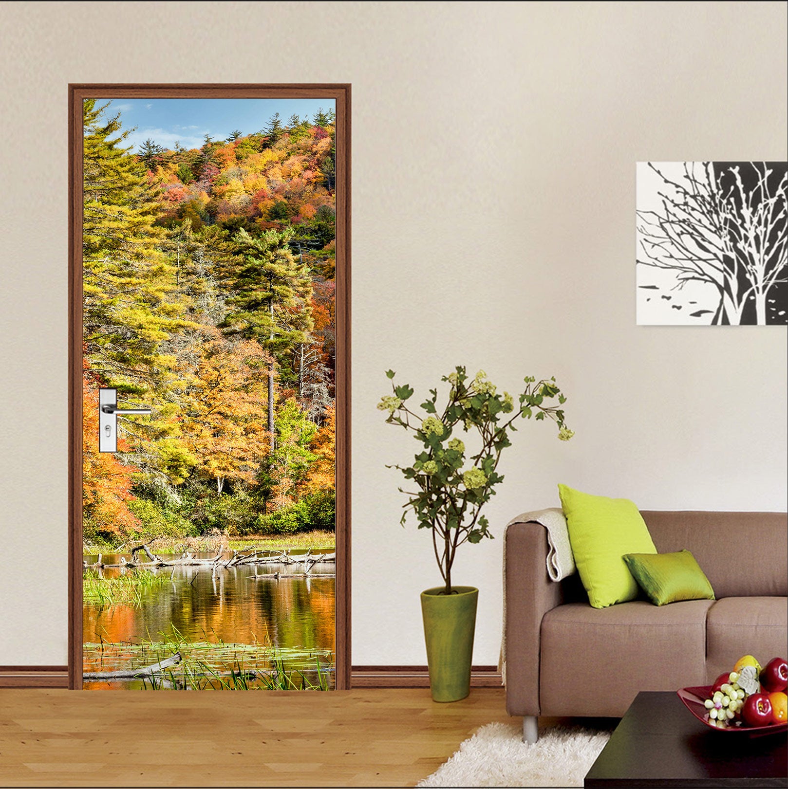 3D Woods Lake 10830 Beth Sheridan Door Mural