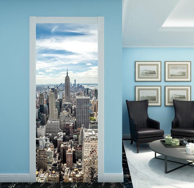 3D sky tower building door mural Wallpaper AJ Wallpaper