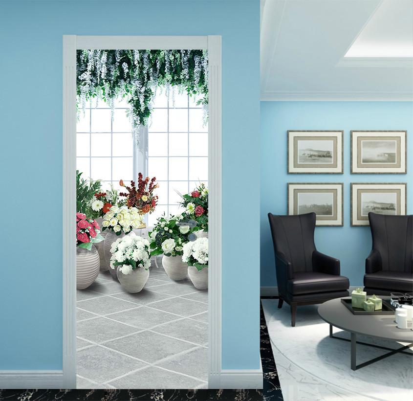 3D alley street building door mural Wallpaper AJ Wallpaper