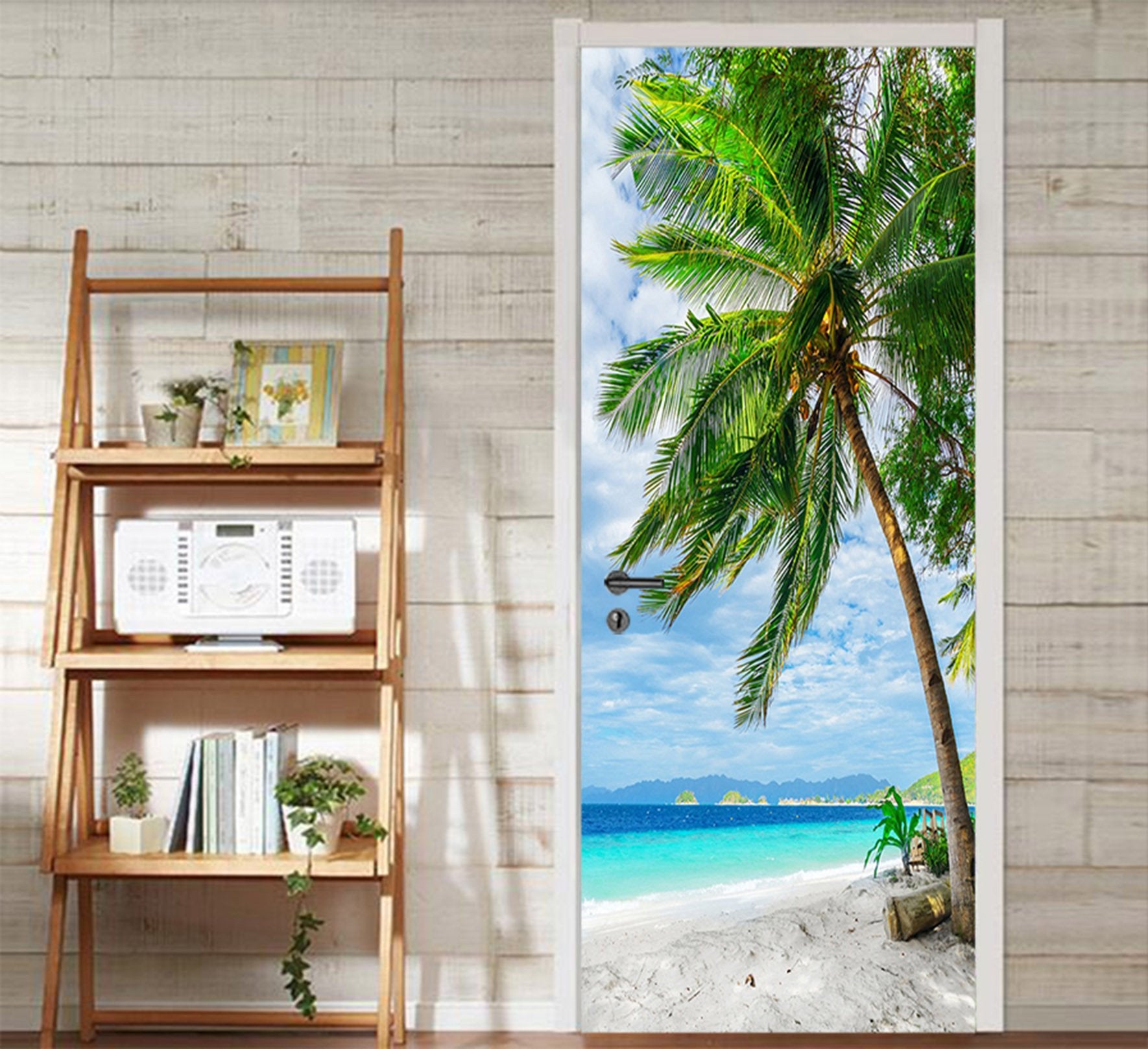 3D Beach Coconut Trees 63 Door Mural Wallpaper AJ Wallpaper