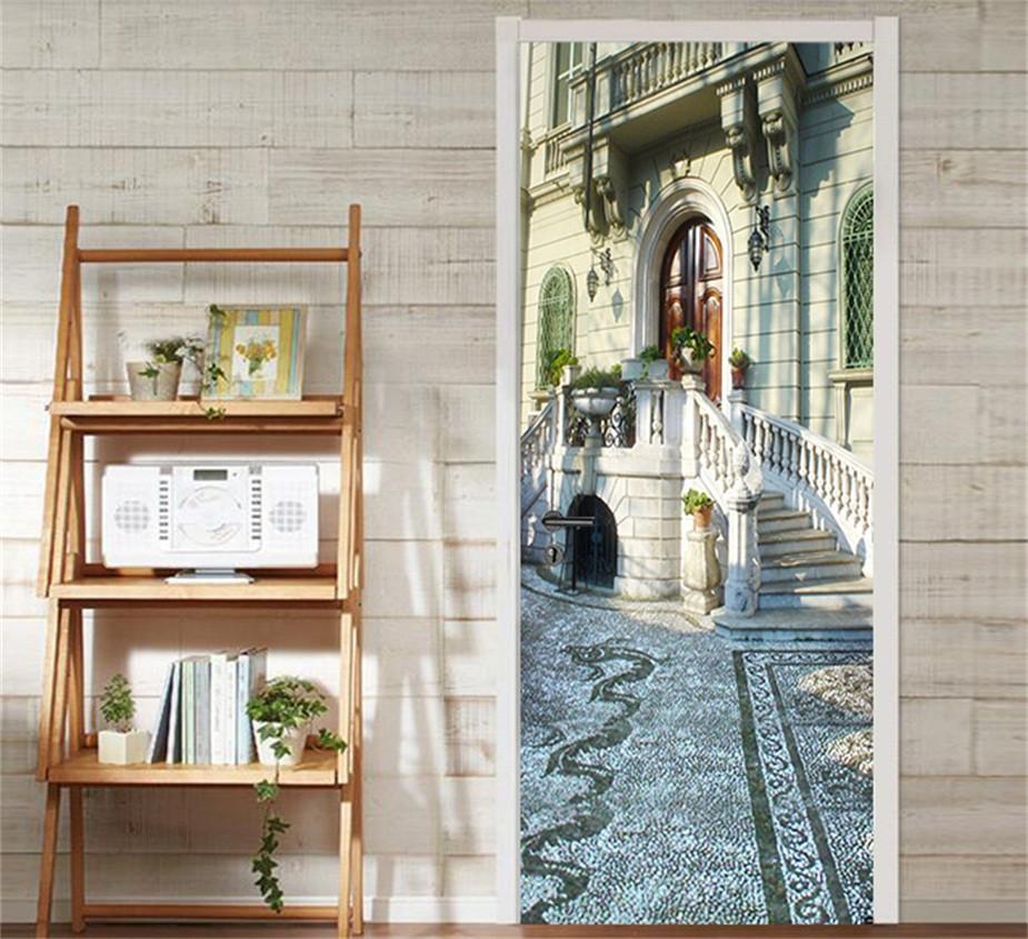 3D dragon pattern stone ladder door mural Wallpaper AJ Wallpaper