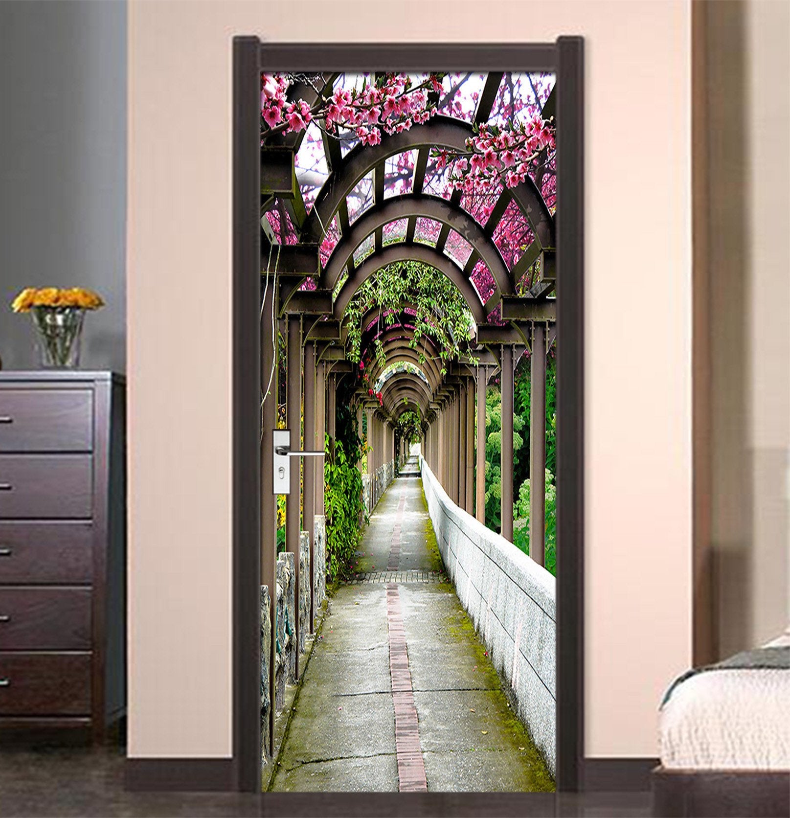 3D Aisle Flowers 78 Door Mural Wallpaper AJ Wallpaper