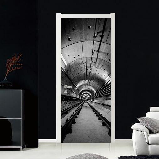 3D black space door mural Wallpaper AJ Wallpaper