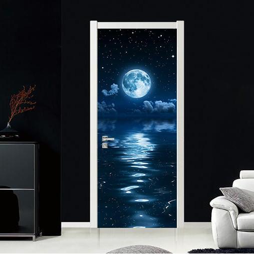 3D blue planet sea door mural Wallpaper AJ Wallpaper
