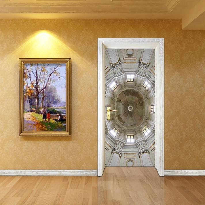 3D white dome door mural Wallpaper AJ Wallpaper