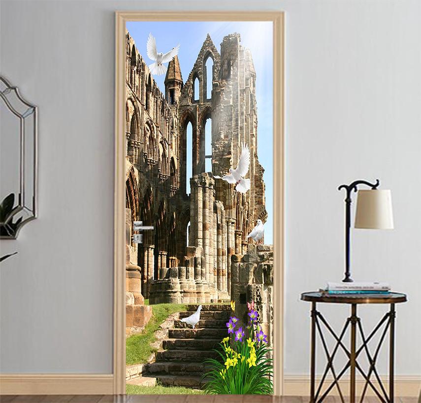3D rome architecture the dove of peace door mural Wallpaper AJ Wallpaper
