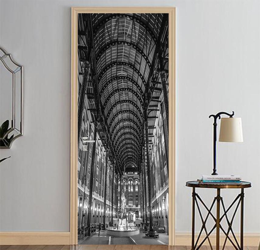 3D high dome corridor door mural Wallpaper AJ Wallpaper
