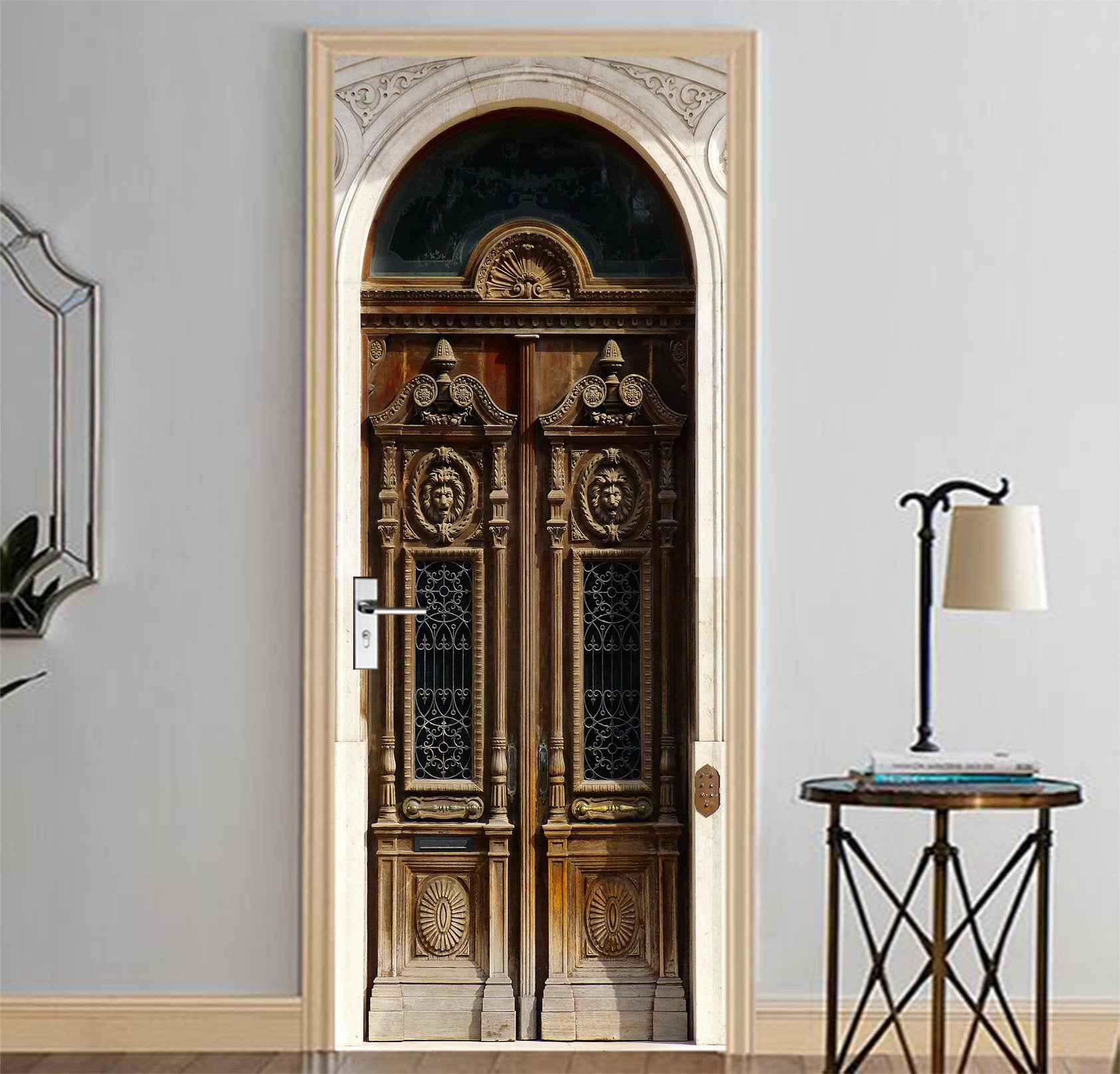 3D Gate Wood Carvings 14 Door Mural Wallpaper AJ Wallpaper