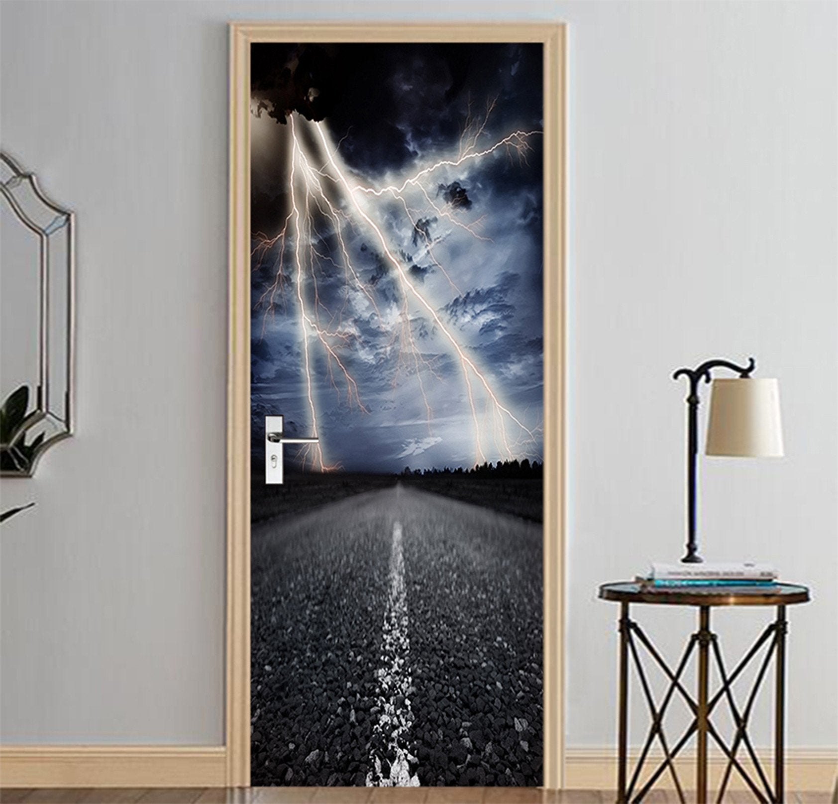 3D Highway Lightning 59 Door Mural Wallpaper AJ Wallpaper