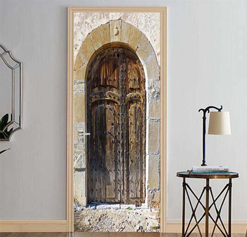 3D thumbtack wood block door mural Wallpaper AJ Wallpaper