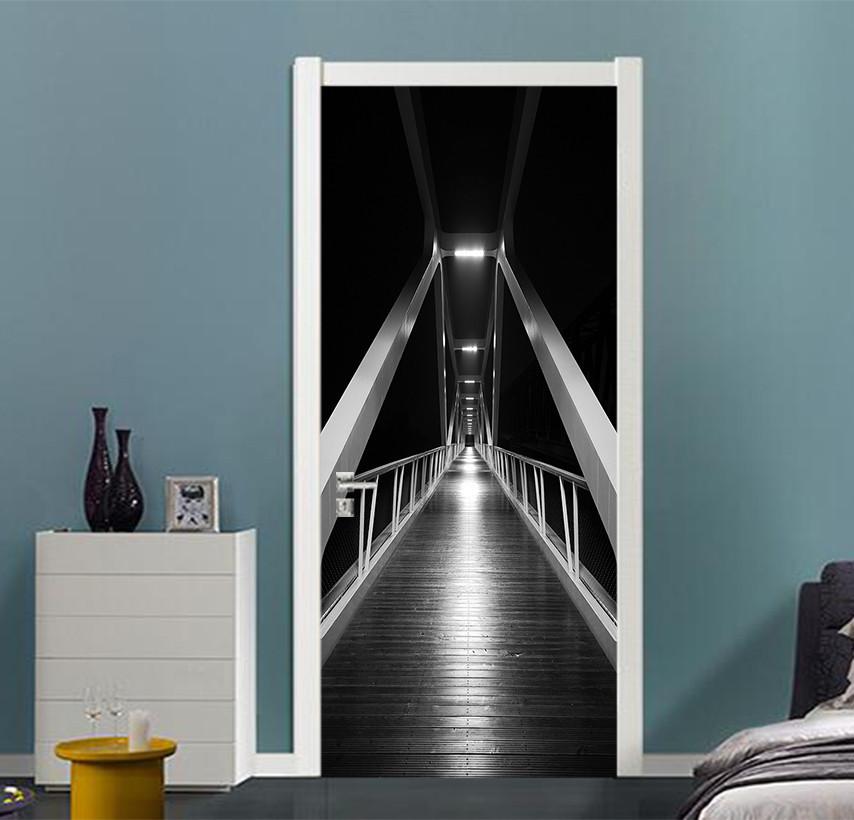 3D takahashi suspension bridge black door mural Wallpaper AJ Wallpaper
