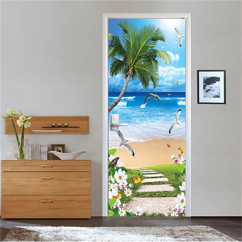 3D the sea and the seagull door mural Wallpaper AJ Wallpaper