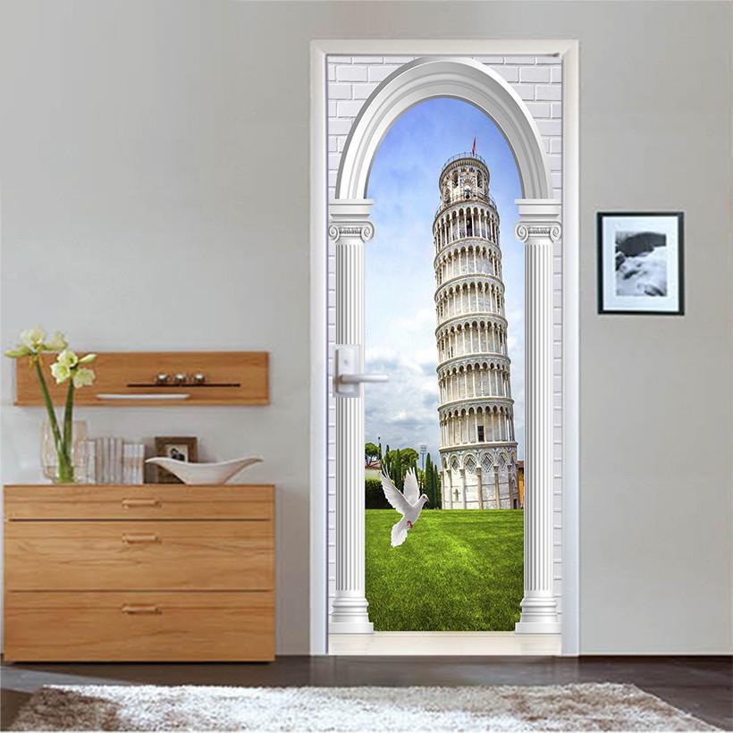 3D dove of peace the green grass door mural Wallpaper AJ Wallpaper