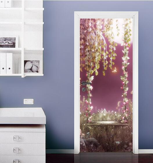 3D wisteria painting door mural Wallpaper AJ Wallpaper