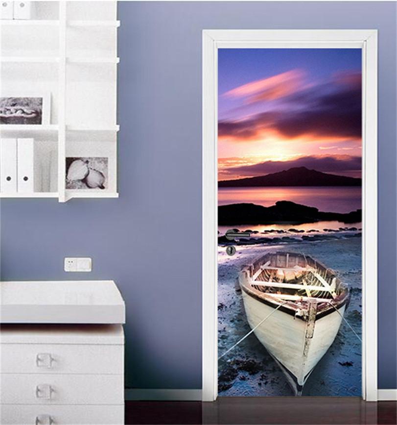 3D sea sunset sunset door mural Wallpaper AJ Wallpaper