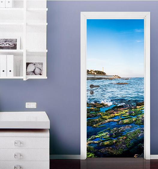 3D beautiful seascape door mural Wallpaper AJ Wallpaper