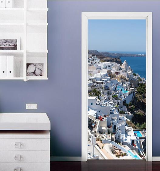 3D beside the sea village door mural Wallpaper AJ Wallpaper