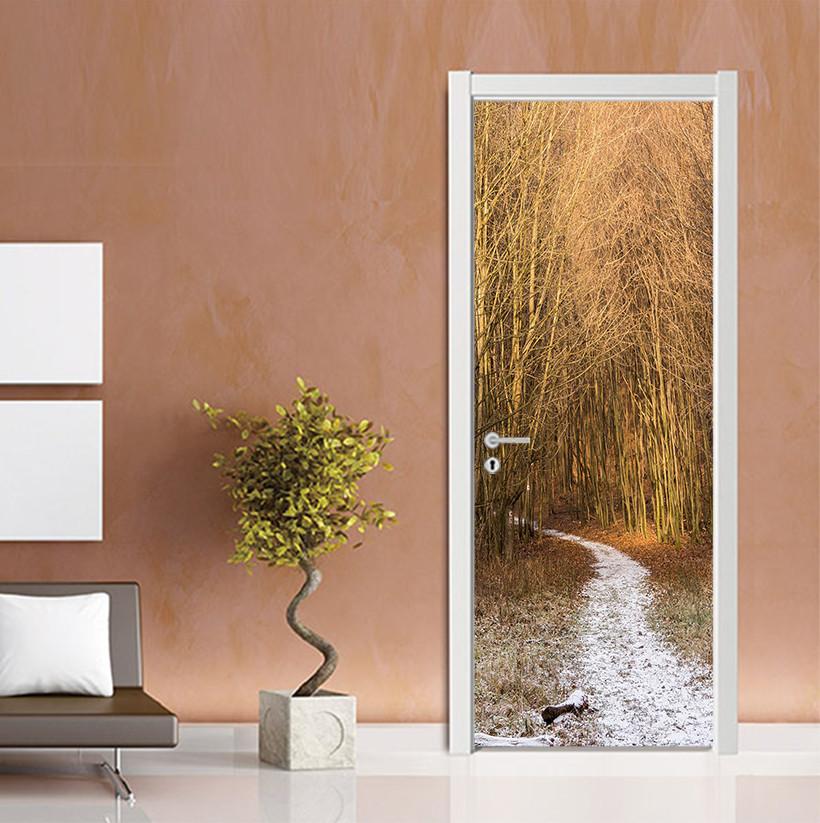 3D path in the woods in autumn door mura Wallpaper AJ Wallpaper