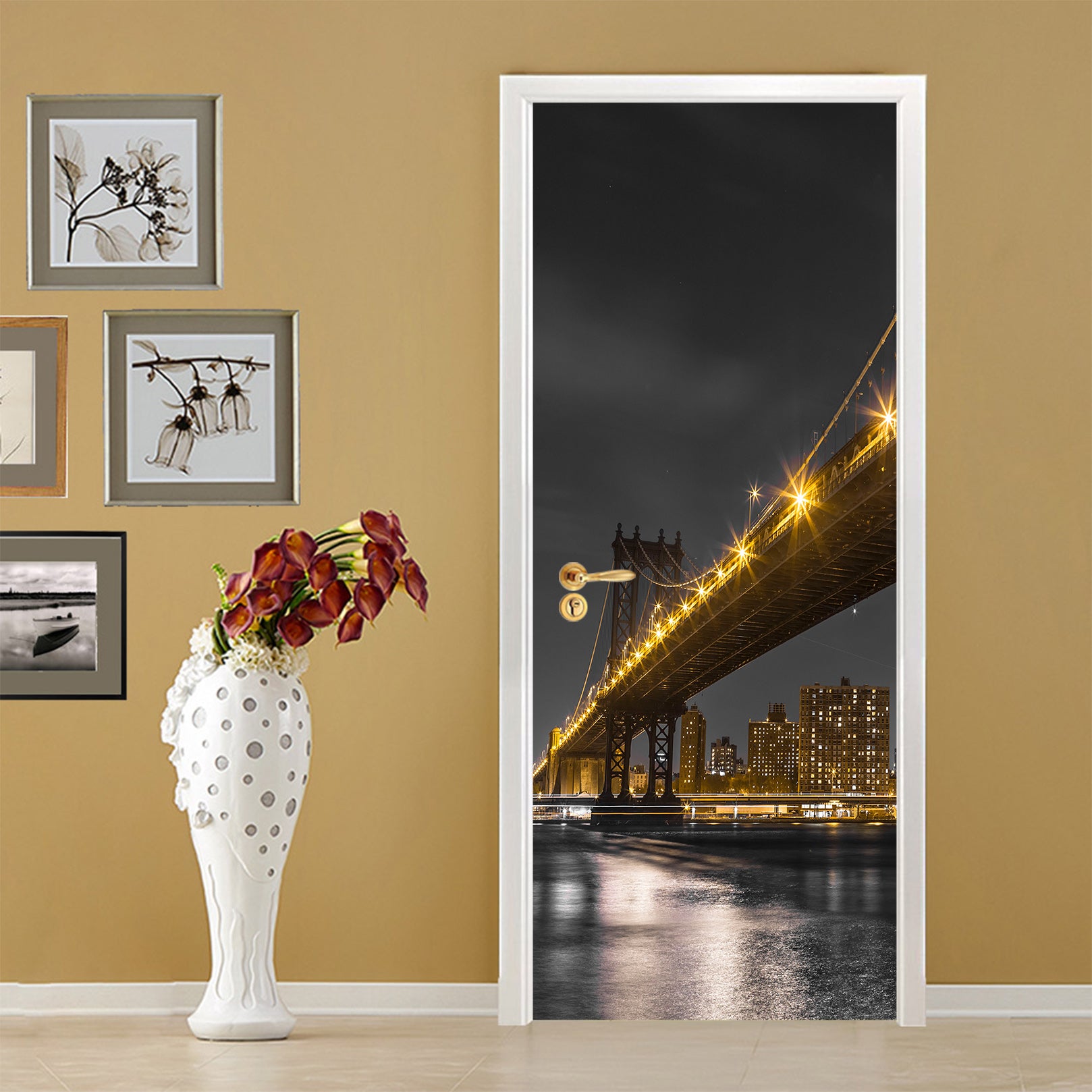 3D Night Bridge 101142 Assaf Frank Door Mural