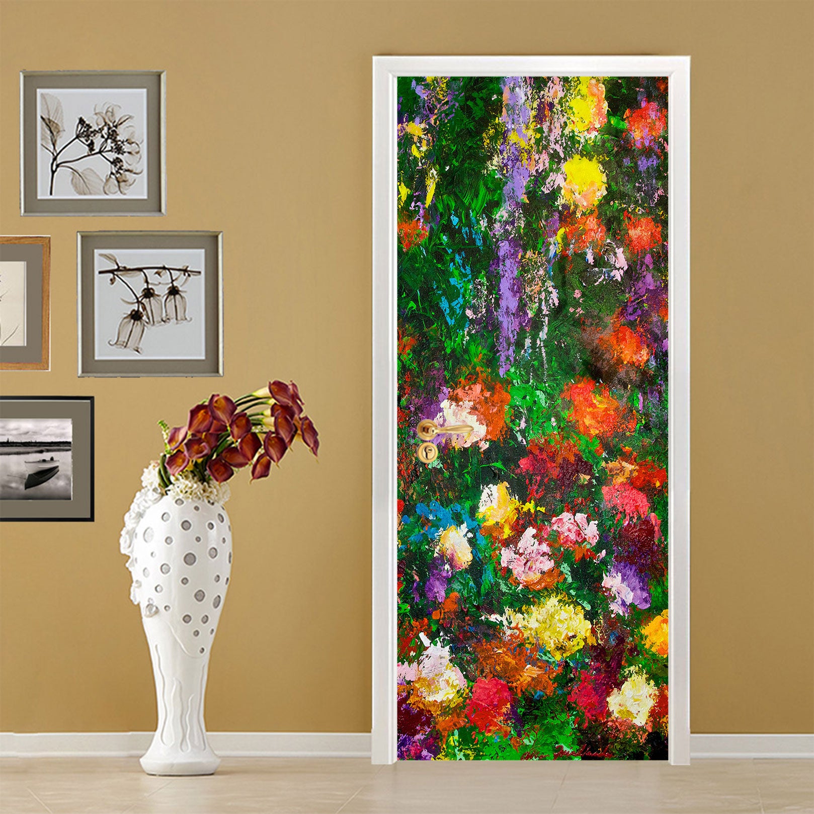 3D Colorful Flower Bush Painting 93121 Allan P. Friedlander Door Mural