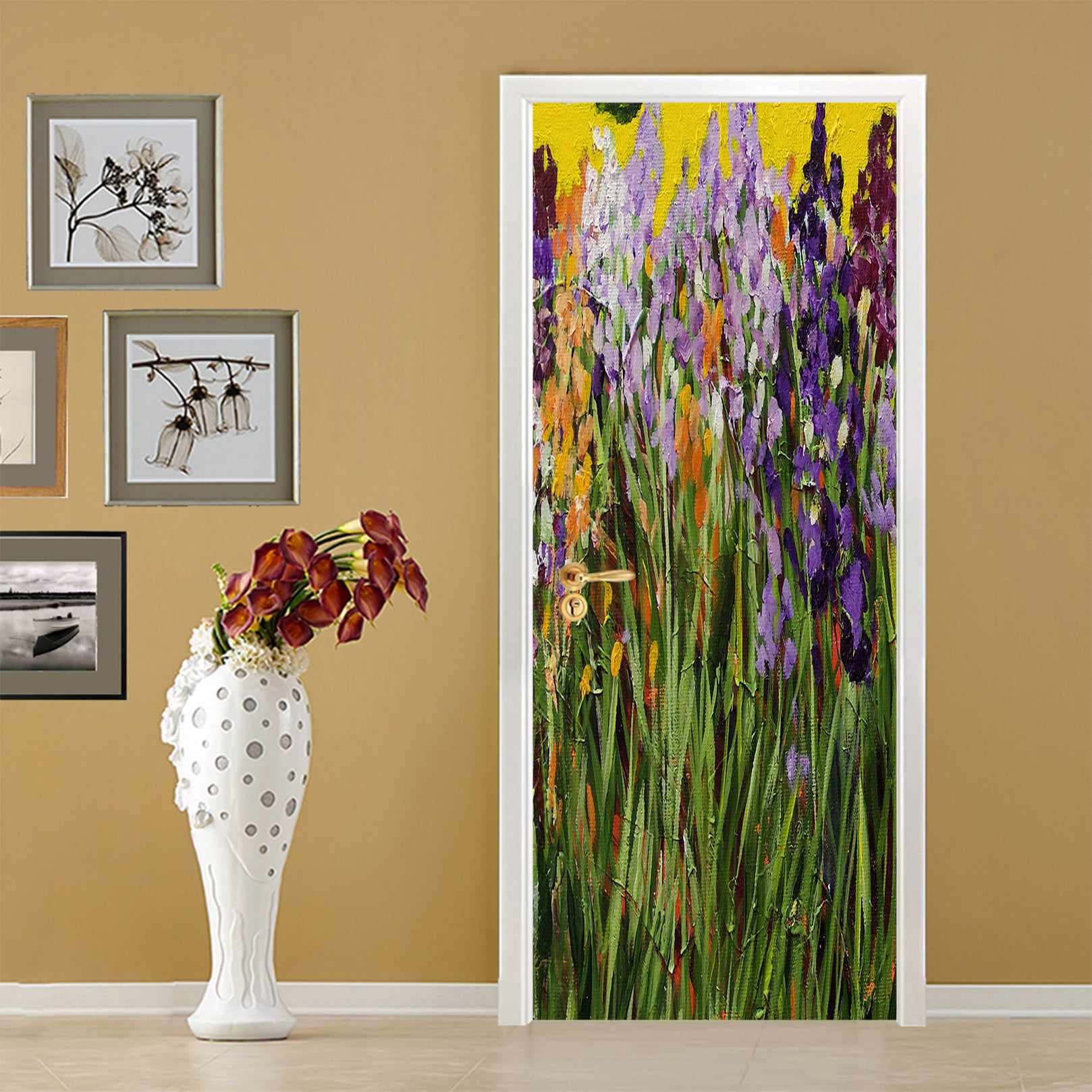 3D Purple Flowers 93198 Allan P. Friedlander Door Mural