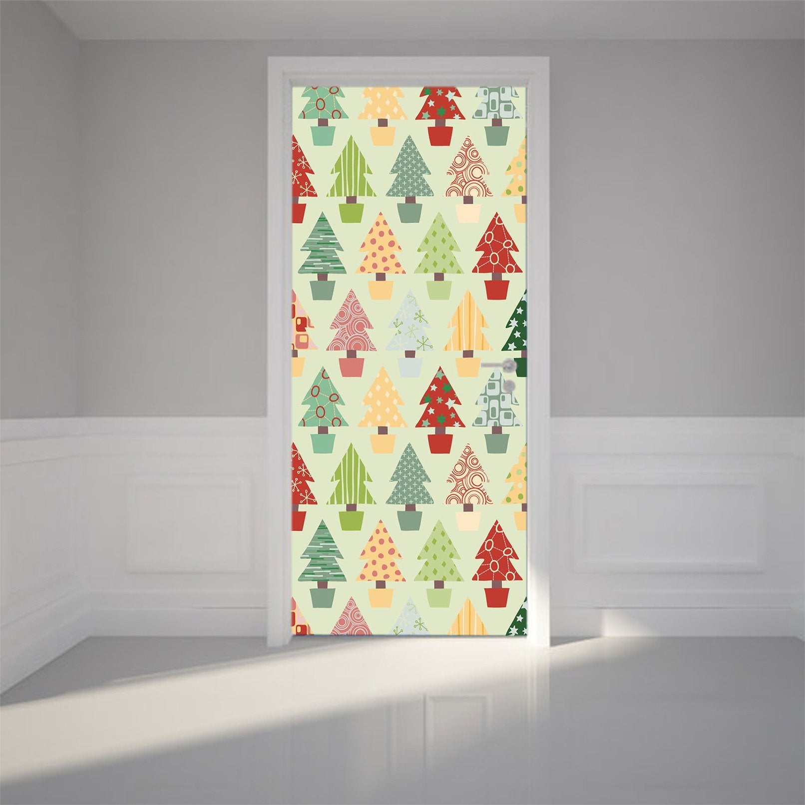 3D Christmas Xmas Lovely Trees 6 Door Mural Wallpaper AJ Wallpaper