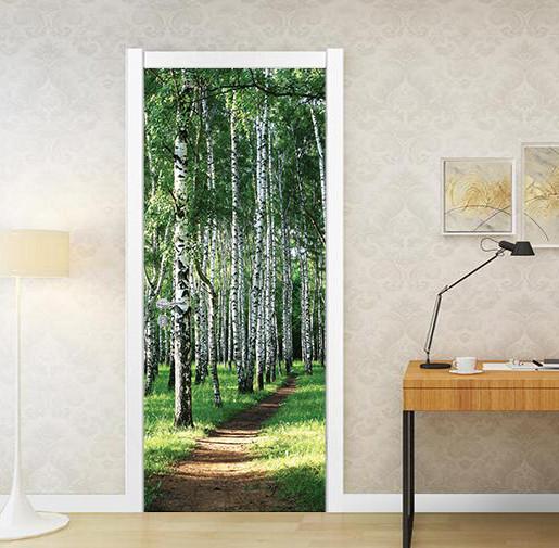 3D Woods Path 2 door mural Wallpaper AJ Wallpaper