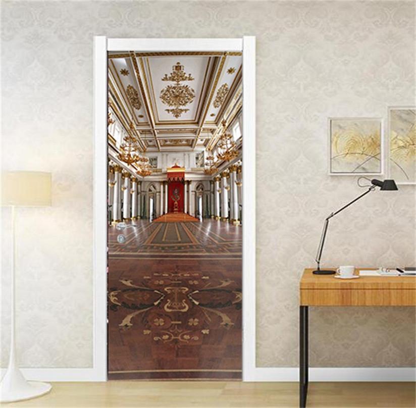 3D roof carved ballroom door mural Wallpaper AJ Wallpaper