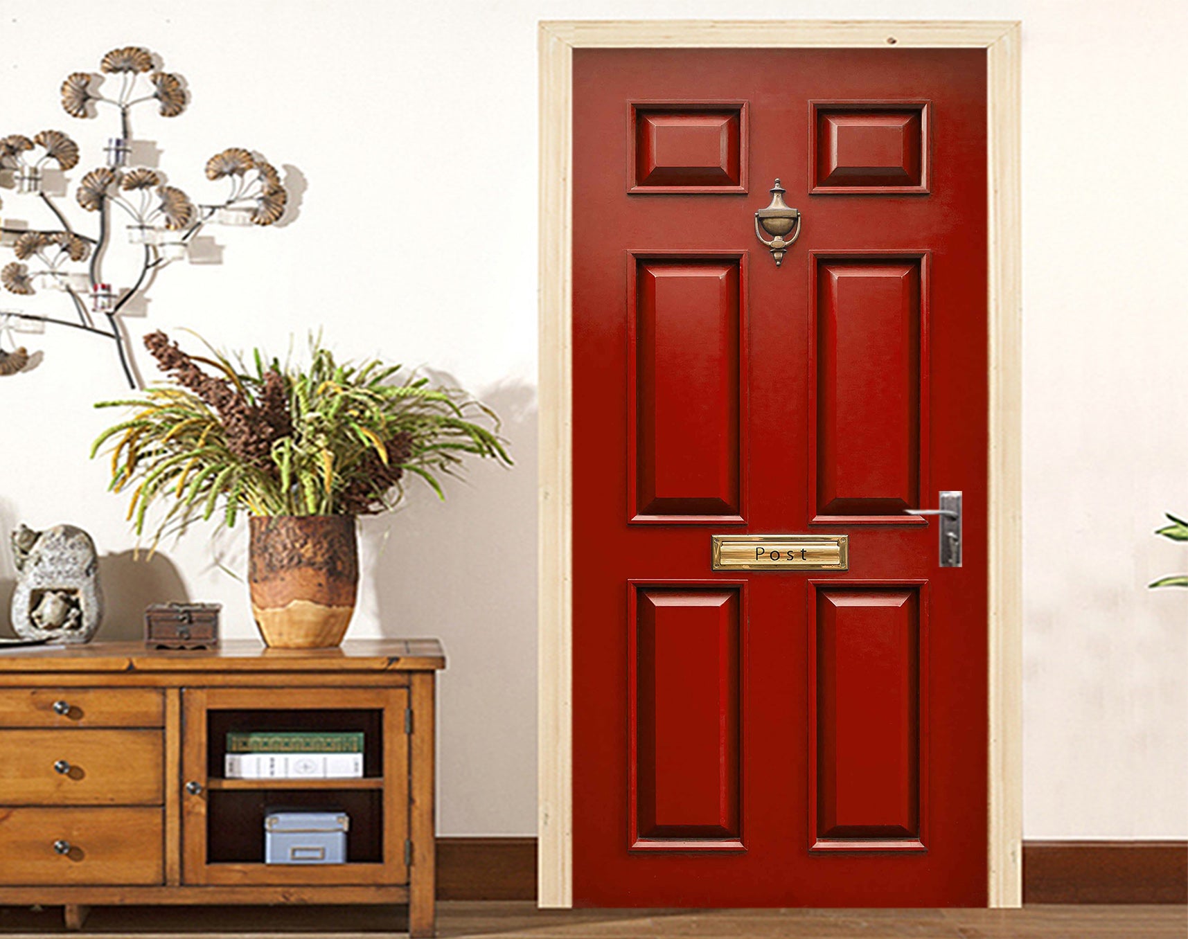 3D Red Frame Door 033 Door Mural