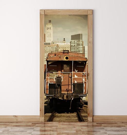 3d the red house on the tracks door mural Wallpaper AJ Wallpaper