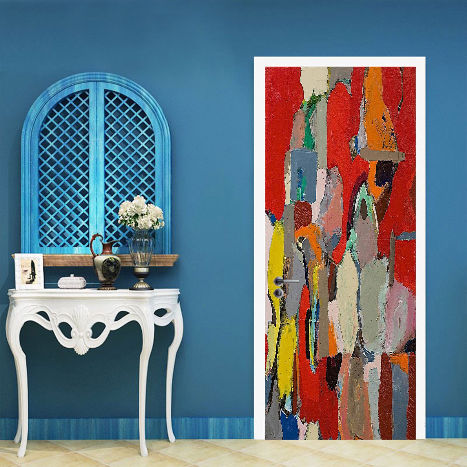 3D Red Color Paint Pattern 9357 Allan P. Friedlander Door Mural