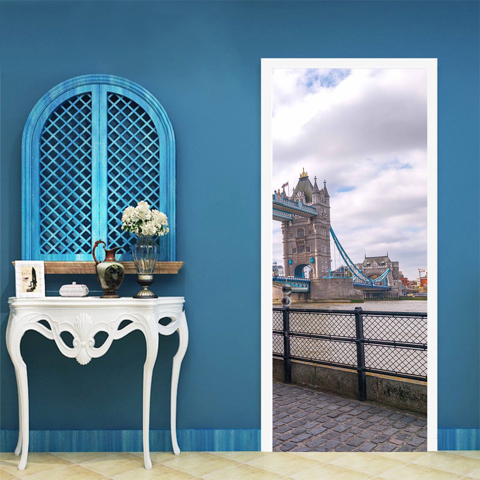 3D Bridge Riverside Corridor 106117 Assaf Frank Door Mural