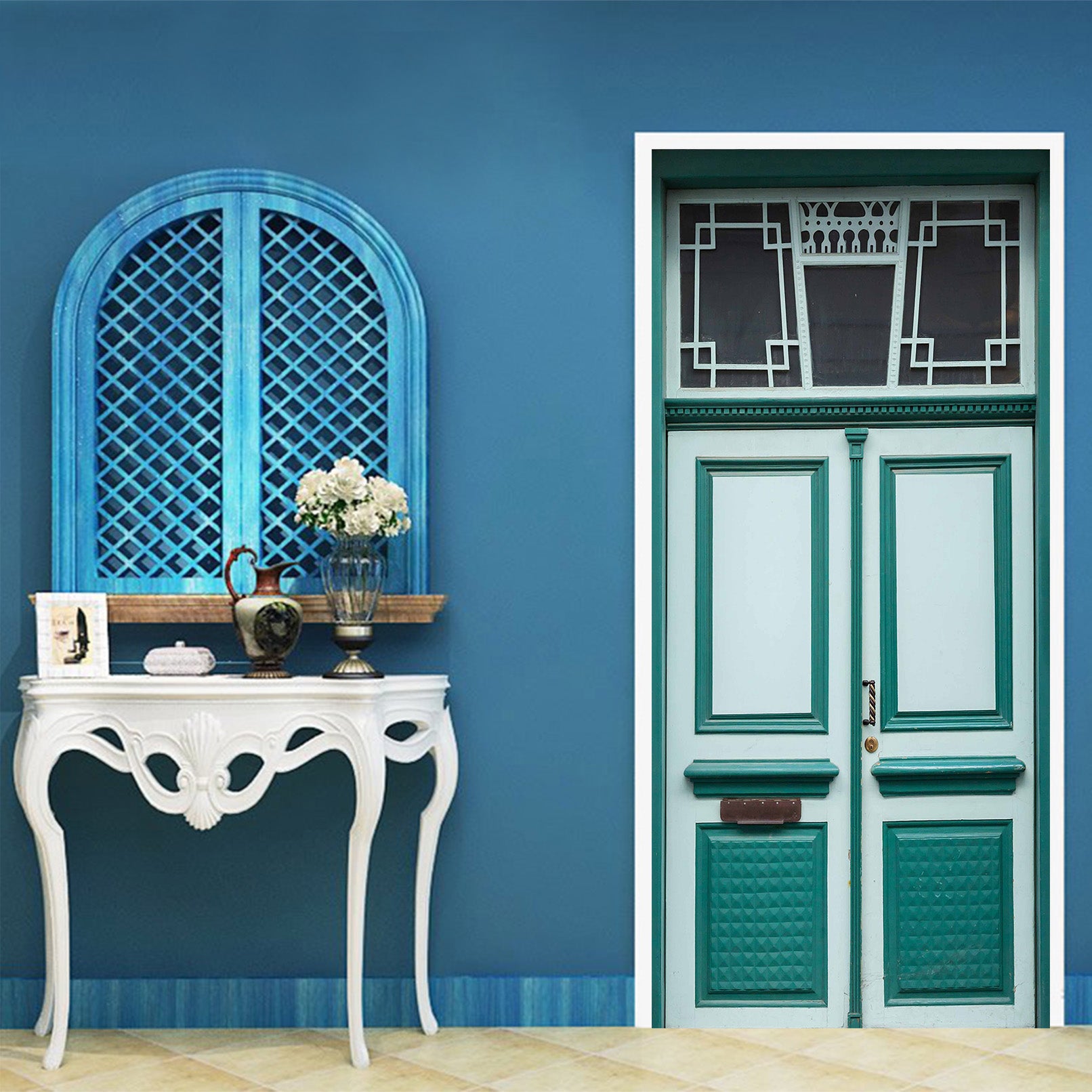 3D Green Gate 010 Door Mural