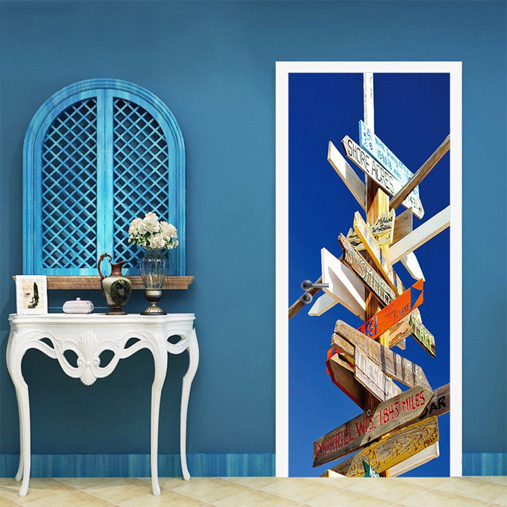 3D Wooden Road Signs 53 Door Mural Wallpaper AJ Wallpaper